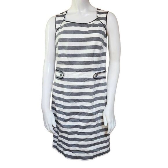 NWT Banana Republic Gray & White Striped Dress (4) - Picture 3 of 5